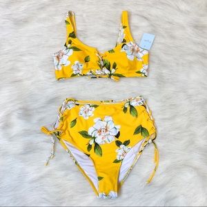 Cupshe “Sunny Floral” High Waist Bikini Set